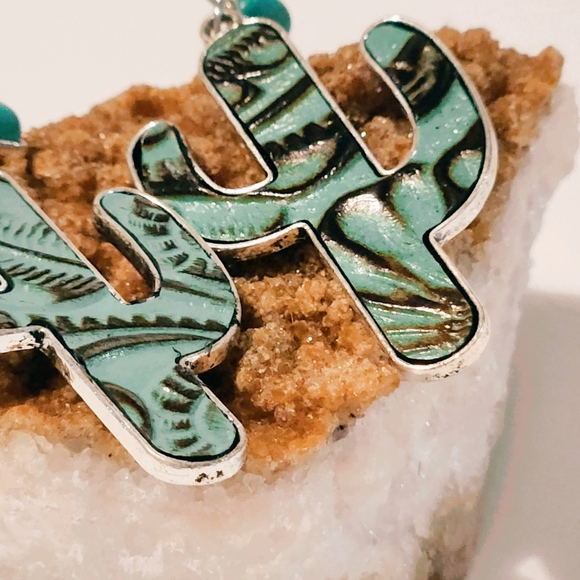 FINAL PRICE Bohemian, Cactus, Southwestern, Cowgirl, leather, earrings - Picture 2 of 4